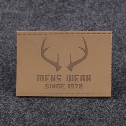 Customized Embossed Printed Label Mens Clothing PU Leather Label
