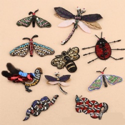High-end fruits animals crystal DIY design with sew on beautiful bead rhinestone badge