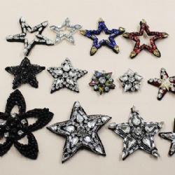 Large crystal rhinestone beaded star shape design patch for garments clothing accessories