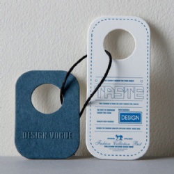 Customized Embossed Eco Friendly Die Cut Double Pieces Blue Hang Tag