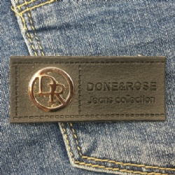 Customized PU Leather Label Patch With Embossed Logo